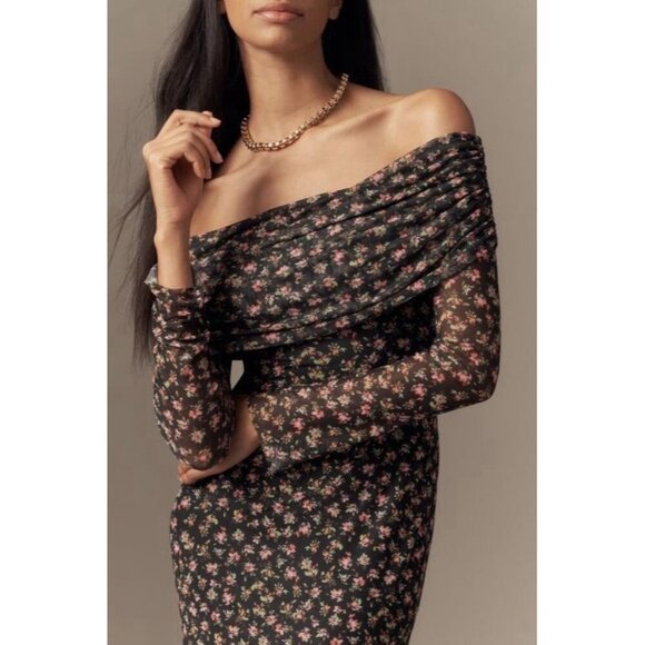 NWT Size 2X - AFRM Long-Sleeve Off-The-Shoulder Mesh Maxi Dress (NWT US$128) - Picture 9 of 16